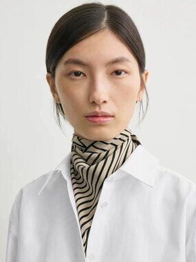 Toteme NWOT Signature Monogram Silk Scarf Beige